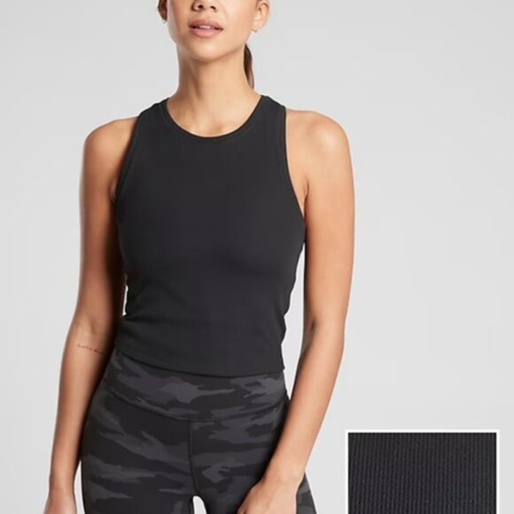Athleta Shanti Crop Tank Black XS ribbed - Picture 1 of 5
